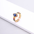 Shangjie Oem Anillo stilvolle Mode Kupferfarbe Diamantring Indianer Goldplattendring Trendy Hip Hop Zirkon Frauen Ring Ring